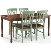 Shelby 5 Piece Dining Table Set in Distressed Teal & Dark Cherry Finish
