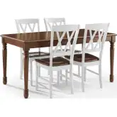 Shelby 5 Piece Dining Table Set in Distressed White & Dark Cherry Finish