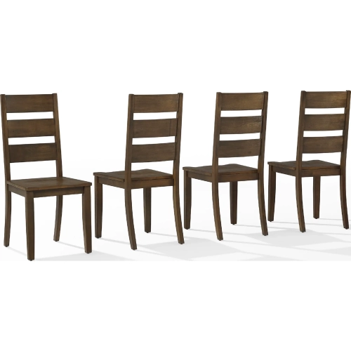 Joanna Ladder Back Dining Chair in Dark Oak Finish Wood (Set of 4)