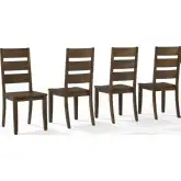 Joanna Ladder Back Dining Chair in Dark Oak Finish Wood (Set of 4)