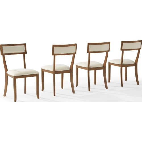 Alessia Dining Chair in Cream Fabric & Brown Wood (Set of 4)