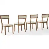 Alessia Dining Chair in Cream Fabric & Brown Wood (Set of 4)