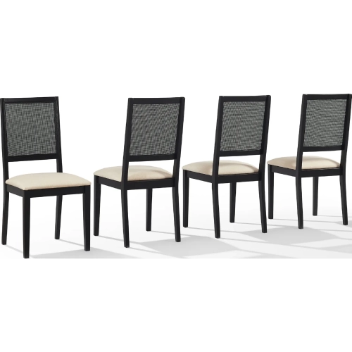 Greer Dining Chair in Black Ash Wood & Creme Off White Fabric (Set of 4)