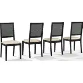 Greer Dining Chair in Black Ash Wood & Creme Off White Fabric (Set of 4)