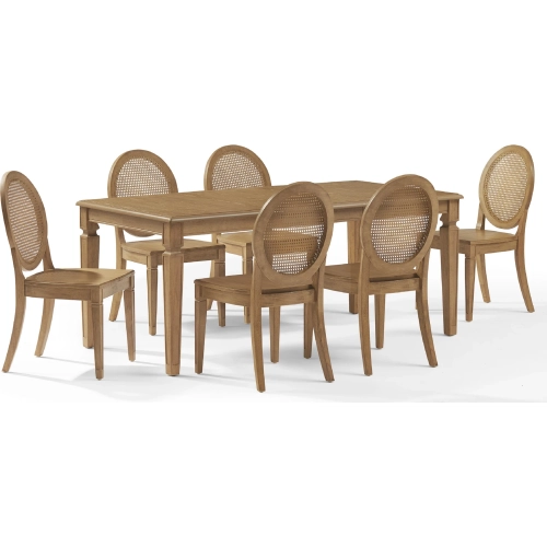 Katia 7 Piece Dining Set in Driftwood Finish & Cane