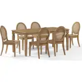 Katia 7 Piece Dining Set in Driftwood Finish & Cane