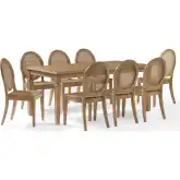 Katia 9 Piece Dining Set in Driftwood Finish & Cane
