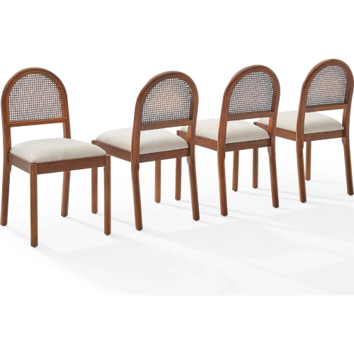 Kennedy Dining Chair in Walnut Finish, Cane & Cream Fabric (Set of 4)