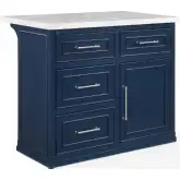 Cutler Kitchen Island in Navy Blue & White Faux Marble