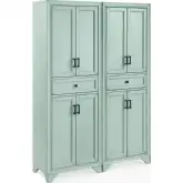 Tara 2 Piece Kitchen Storage Pantry Set in Distressed Seafoam Blue Finish