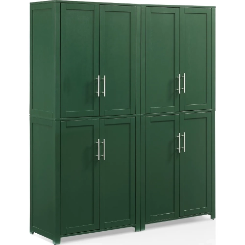 Savannah 2 Piece Kitchen Storage Pantry Set in Hunter Green Finish