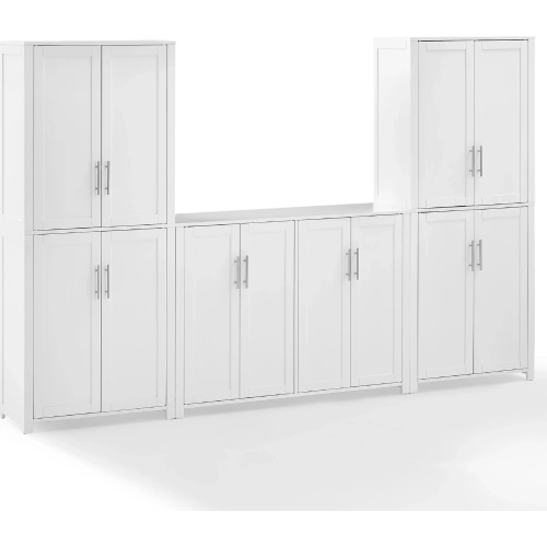 Savannah 3 Piece Sideboard & Pantry Set in White Finish