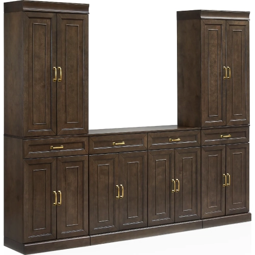 Stanton 3 Piece Sideboard & Pantry Set in Coffee Brown Wood