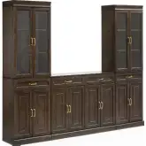 Stanton 3 Piece Sideboard & Glass Door Pantry Set in Coffee Brown Wood