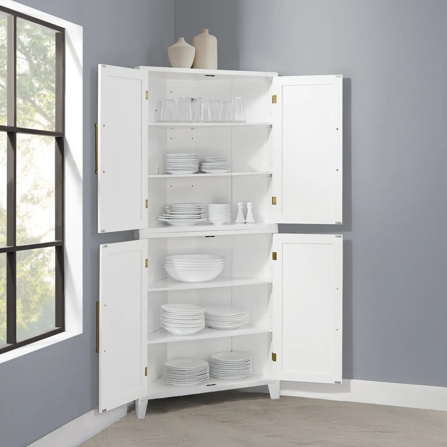 Crosley Roarke Corner Kitchen Storage Pantry Cabinet