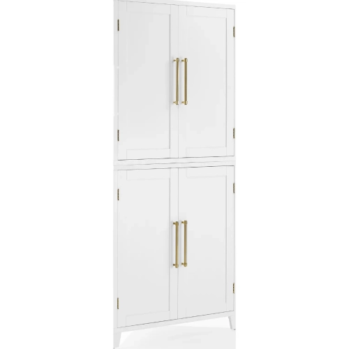 Roarke Corner Kitchen Storage Pantry Cabinet in White Finish