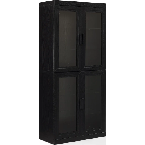 Essen Glass Door Kitchen Pantry Storage Cabinet in Black Wood