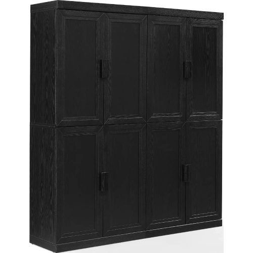 Essen 2 Piece Kitchen Pantry Storage Cabinet Set in Black Wood