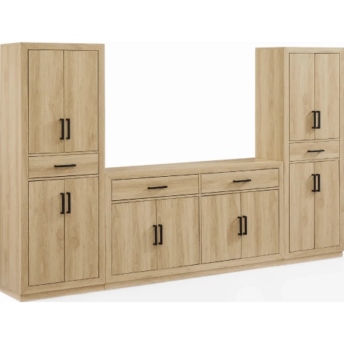 Isla 3 Piece Sideboard And Pantry Set in Ash Finish