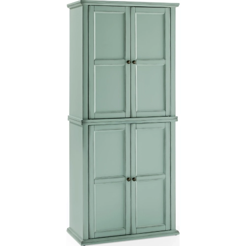 Holbrook Kitchen Storage Pantry Cabinet in Distressed Seafoam Blue Finish Wood