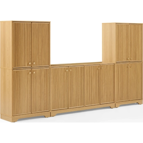 Naomi 3 Piece Sideboard & Pantry Set in White Oak Finish