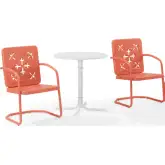 Azalea 3 Piece Retro Outdoor Bistro Set in Coral Gloss Steel