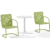 Azalea 3 Piece Retro Outdoor Bistro Set in Key Lime Green Gloss Steel