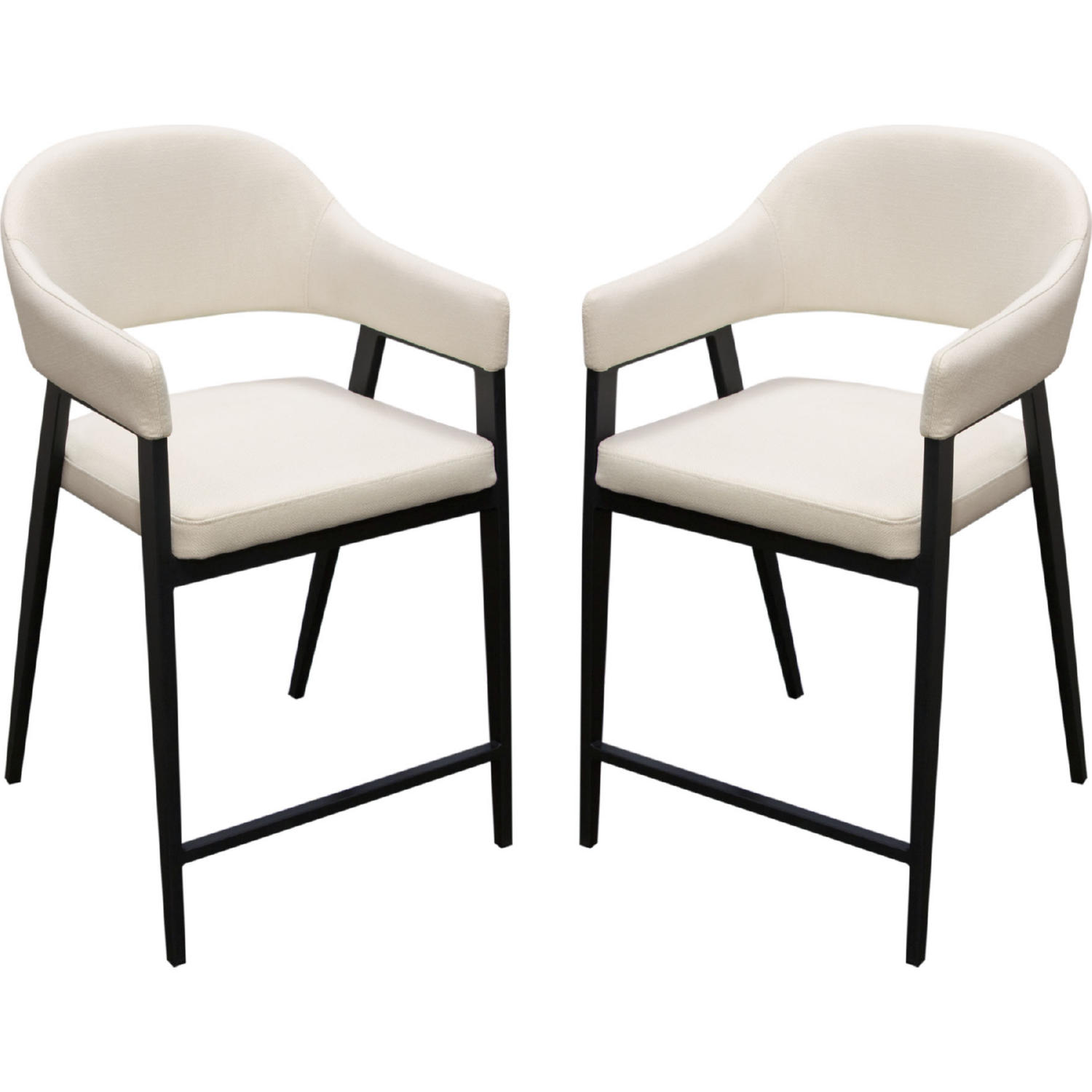 Diamond Sofa ADELESTCM2PK Adele Counter Stool in Cream Fabric & Black