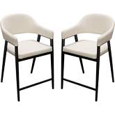 Adele Counter Stool in Cream Fabric & Black Metal (Set of 2)