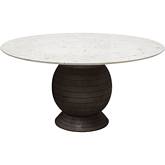 Ashe 60" Round Dining Table in White Marble Top & Espresso Wood