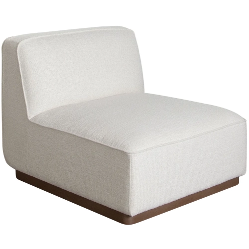 Aspen Armless Chair in Cream Polyester Fabric with Wood Trim