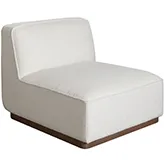 Aspen Armless Chair in Cream Polyester Fabric with Wood Trim
