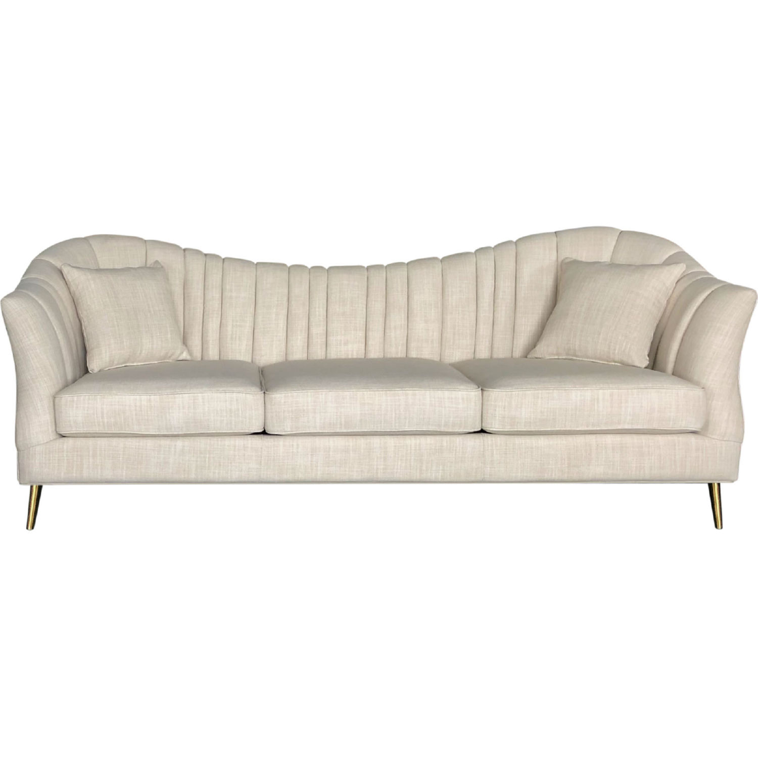 Diamond Sofa AVASOSD Ava Sofa in Sand Linen Fabric on Gold Leg