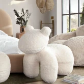 Bailey Animal Bench in Cream Faux Sheepskin