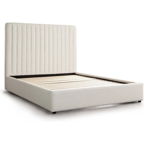 Brooke2 King Bed in Vertical Channel Tufted Ivory Boucle Fabric