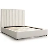 Brooke2 King Bed in Vertical Channel Tufted Ivory Boucle Fabric