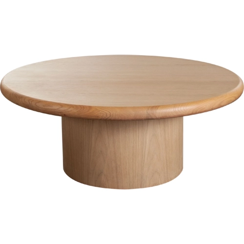 Campbell 40" Round Pedestal Coffee Cocktail Table in Light Oak Finish