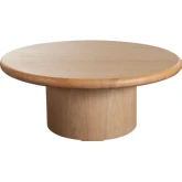 Campbell 40" Round Pedestal Coffee Cocktail Table in Light Oak Finish