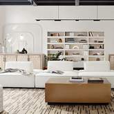 Cara 3 Pc Modular Sectional Sofa with Moveable Backrest in Ivory Boucle Fabric