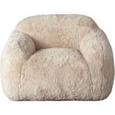 Dawson Fluffy Accent Chair in Sand Faux Fur