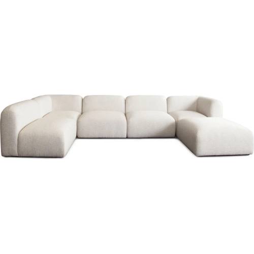 Echo 6 Piece Reversible Sectional Sofa in Cream Fabric