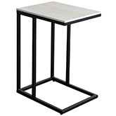 Edge C End Side Table in Beige Ceramic and Black Metal
