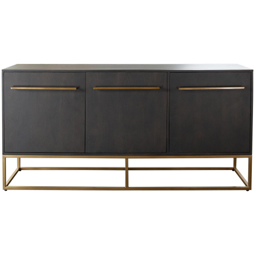 Encore 3 Door Sideboard in Grey Oak Finish Wood & Distressed Gold