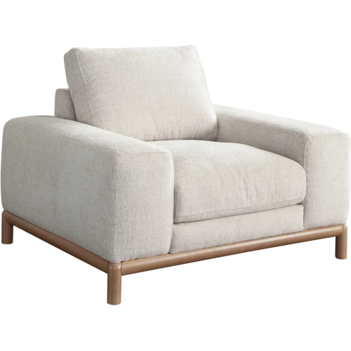 Fallon Accent Chair in Light Barley Polyester Fabric & Wood