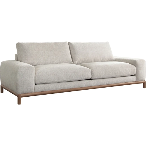 Fallon Sofa in Light Barley Polyester Fabric & Wood