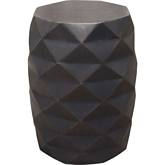 Fig Accent Table in Grey Wood with Geometric Motif