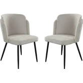 Grace Dining Chair in Cream Fabric and Black Metal Legs (Set of 2)