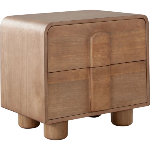 Indigo 2 Drawer Nightstand End Table in Honey Finish Wood