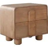 Indigo 2 Drawer Nightstand End Table in Honey Finish Wood