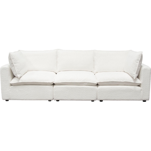 Ivy 3 Piece Modular Sectional Sofa in White Faux Shearling & Feather Down